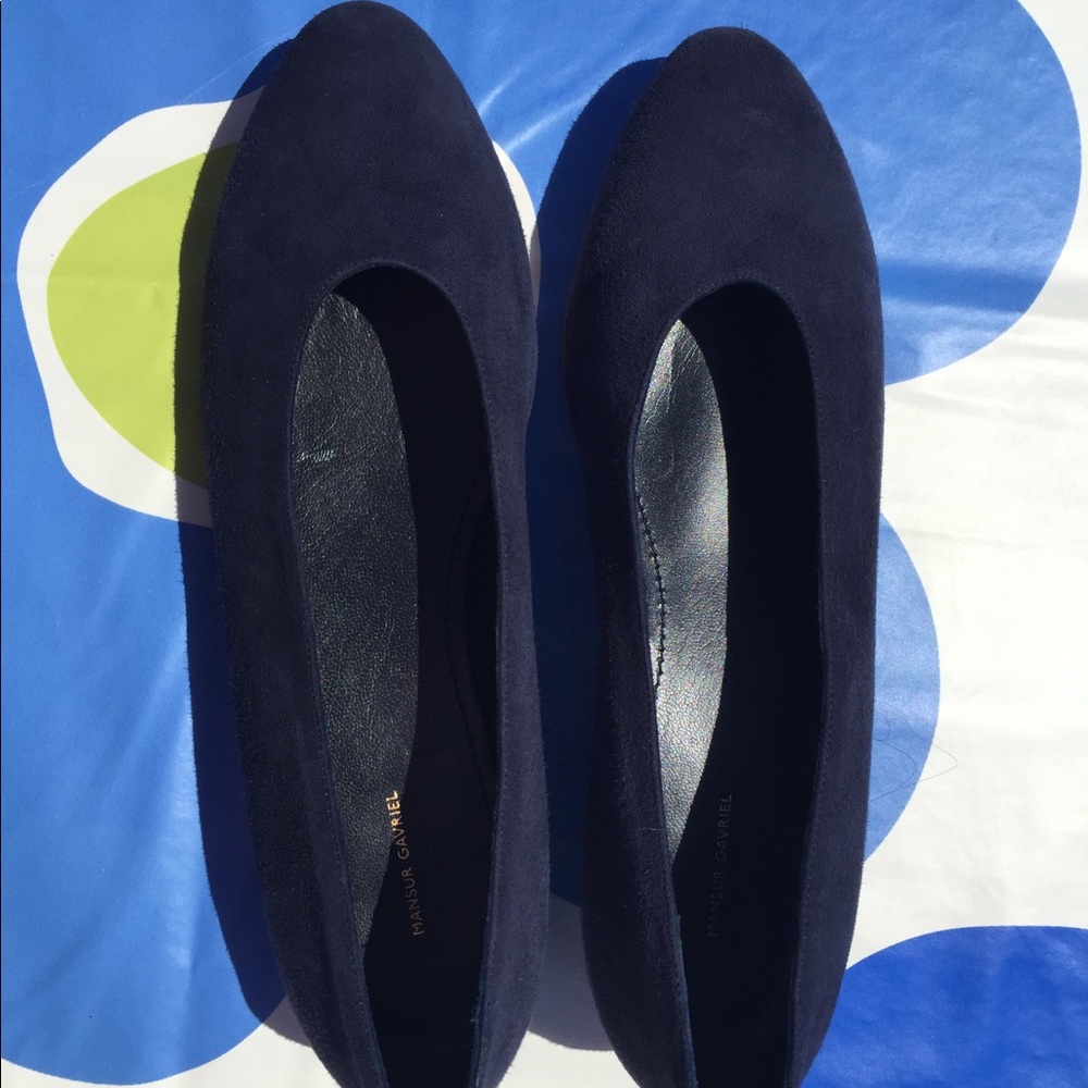 Mansur Gavriel Navy Blue Suede Flats